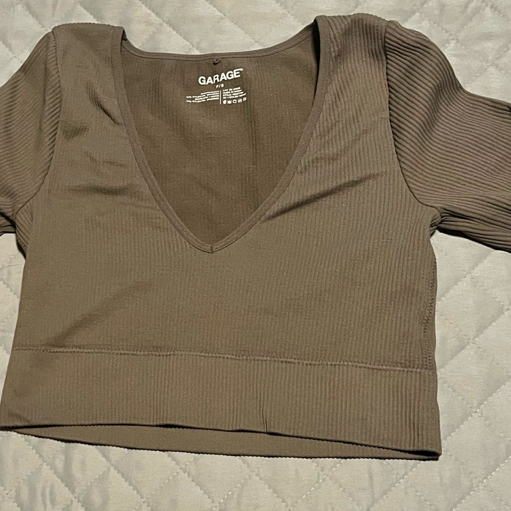 Garage Women's Deep V-Neck Brown Bodysuit
